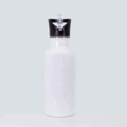 Botella Tapa Bombilla Acero Inoxidable Blanco 600 Ml