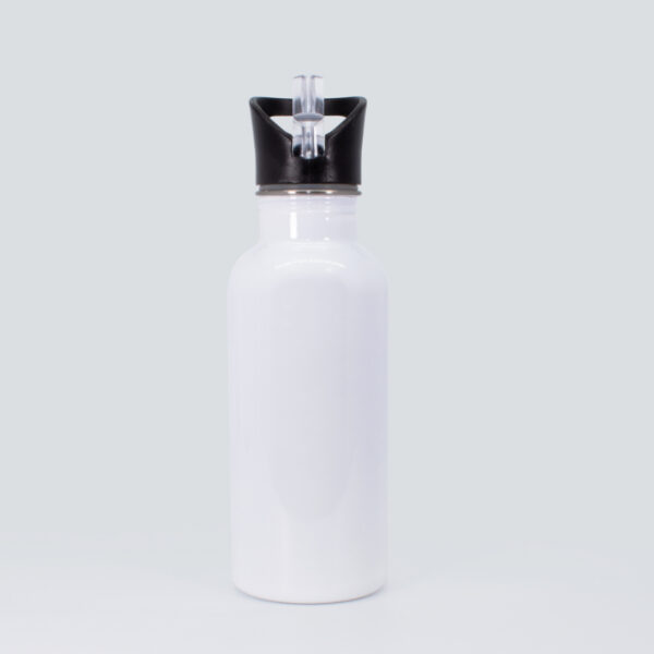 Botella Tapa Bombilla Acero Inoxidable Blanco 600 Ml
