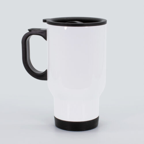 Tazon Para Sublimacion Termico De Acero Inoxidable Blanco Con Tapa 14 Oz