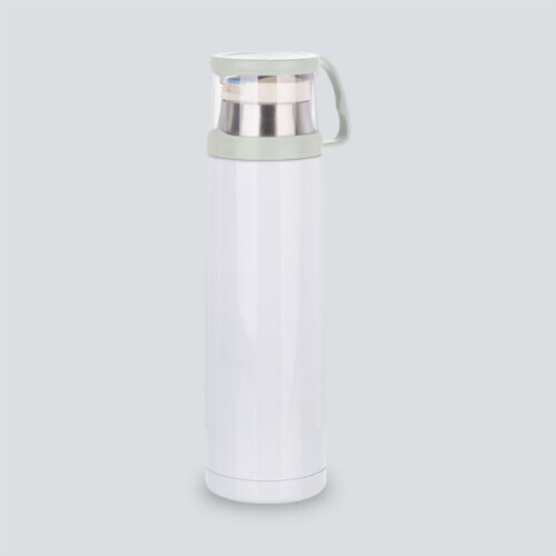 Termo Bs De Acero Inoxidable Blanco + Taza De 500 Ml