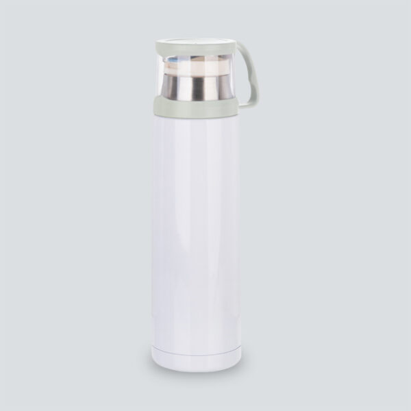 Termo Bs De Acero Inoxidable Blanco + Taza De 500 Ml
