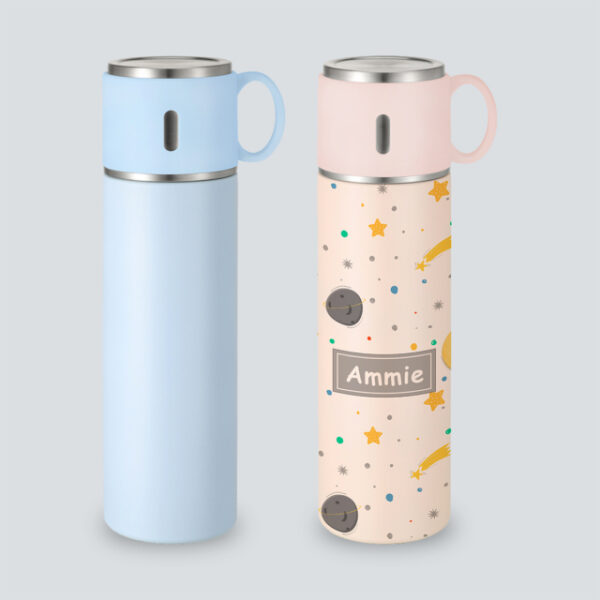 Termo Premium Galaxy De Acero Inoxidable + Taza De 500 Ml
